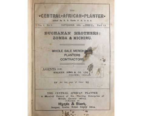 Bound issues of The Central African Planter, Vol.1 No.1- no.12, 1895/1896; together with a quantity of other related ephemera
