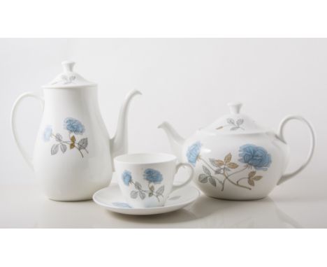 Wedgewood china part tea and dinner service, "Ice Rose" pattern. 