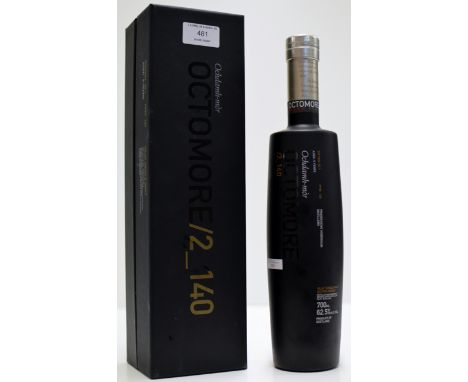 BRUICHLADDICH OCHDAMH-MOR OCTOMORE 2_140 ISLAY SINGLE MALT SCOTCH WHISKY, AGED 5 YEARS IN OAK CASKS, WITH PRESENTATION BOX, L
