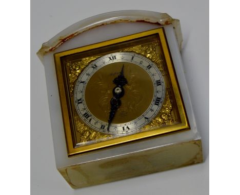 ELLIOT MARBLE CASED MANTLE CLOCK RETAILED BY ASPREY - WITH DAMAGES     
