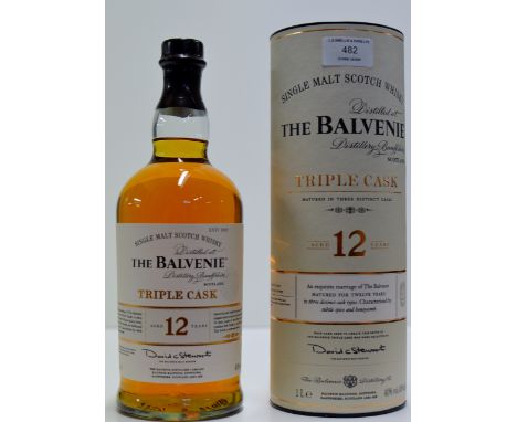 THE BALVENIE TRIPLE CASK 12 YEARS OLD SINGLE MALT SCOTCH WHISKY WITH PRESENTATION TUBE - 1 LITRE, 40% VOL     
