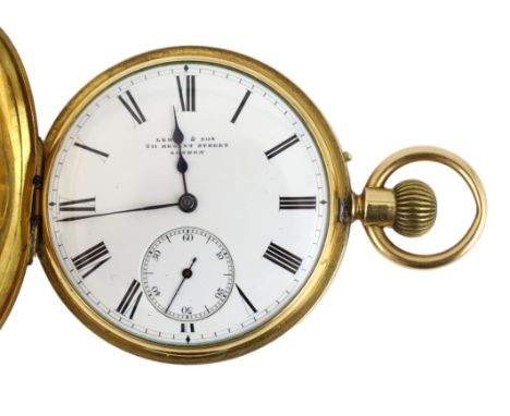 A Victorian 18ct gold keyless half hunter pocket watch by Leroy &amp; Son, with Roman dial and subsidiary seconds, the signed