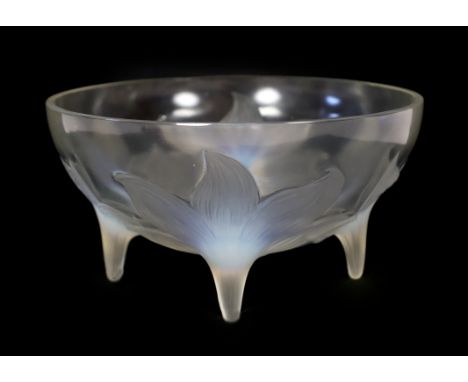 Rene Lalique, a Lys pattern opalescent glass bowl (no 382), c.1924, engraved mark R. LALIQUE FRANCE, 24cm diameter***CONDITIO