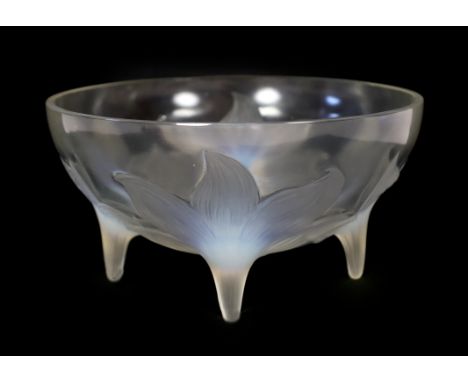 Rene Lalique, a Lys pattern opalescent glass bowl (no 382), c.1924, engraved mark R. LALIQUE FRANCE, 24cm diameter***CONDITIO