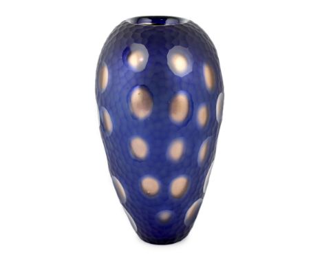 ** Vittorio Ferro (1932-2012) for Fratelli Pagnin, a Murano glass Murrine vase, with a blue ground with bronze spots, signed,