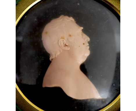 Peter Rouw (1771-1852), a wax profile of Charles James Fox, case diameter 13.5cm***CONDITION REPORT***Honest untouched condit