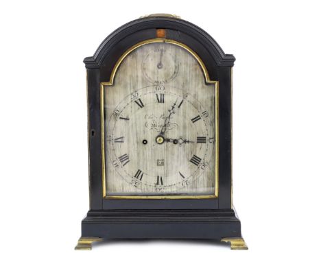 Charles Bayles of Hampstead, a George III ebonised eight day repeating bracket clock, the arched silvered dial with strike si