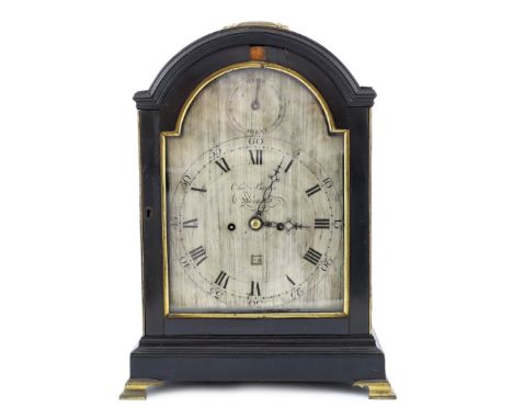 Charles Bayles of Hampstead, a George III ebonised eight day repeating bracket clock, the arched silvered dial with strike si