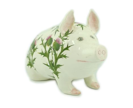 A Plichta ‘thistle’ pattern model of a pig, post 1930, painted by Joe Nekola, painted artist's mark "NEKOLA/ PINXT", impresse