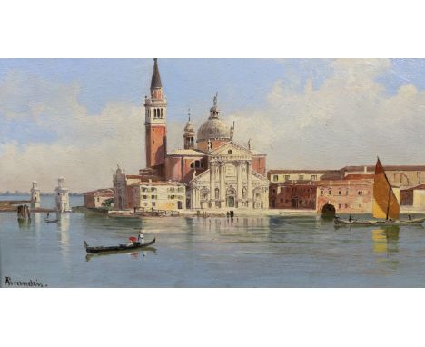* Antonietta Brandeis (Czech/Italian, 1849-1926) Isola and the church of San Giorgio Maggiore, Veniceoil on panelsigned11.5 x