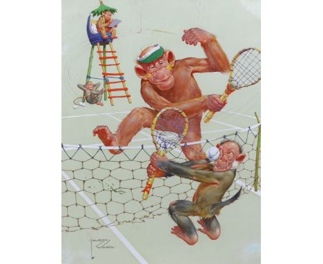 Lawson Wood (British, 1878-1957) Tennis playerswatercolour and gouache on papersigned in ink42 x 32cm***CONDITION REPORT***Go