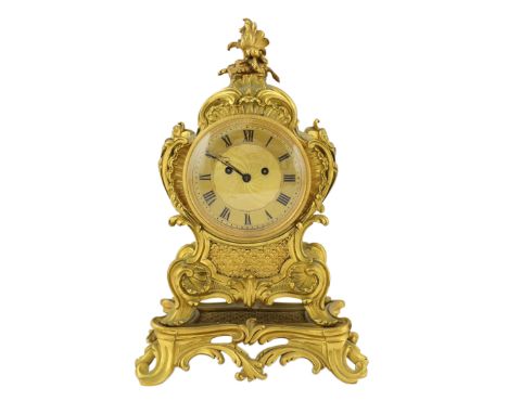 William Payne of 163 New Bond Street, London, a mid 19th century ormolu rococo revival mantel clock striking on a bell, in a 