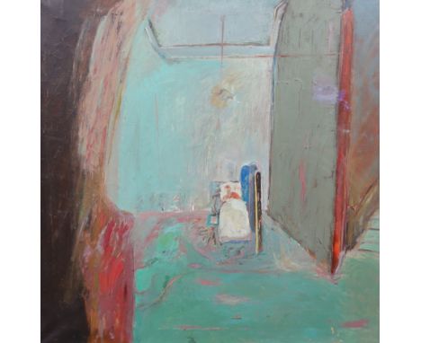 § § Harold Mockford (English, 1932-2023) 'The Old Lady's Room'oil on canvassigned, titled and dated 1975 verso82 x 82cm***CON