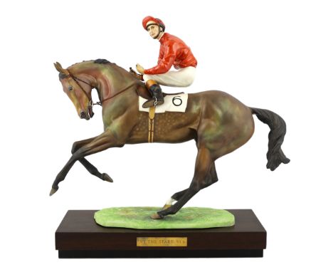 Bernard Winskill (d.1980), a Royal Worcester group, 'At the Start No.6', limited edition 100, on a wooden stand, 42cm highPro
