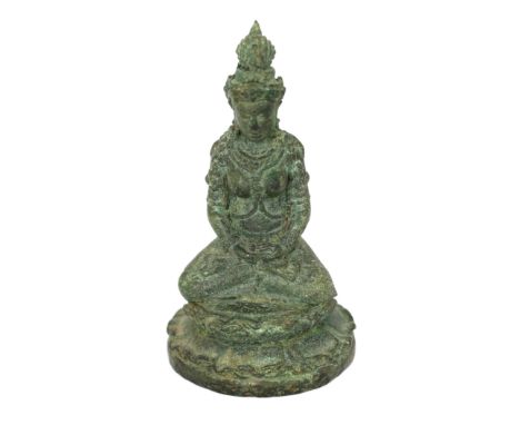 * A bronze seated figure of Tara, Central Java, 9th century, 13cmProvenance: Spink & Son Ltd, London, 15th June 1989Please no