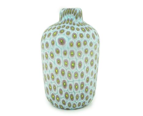 ** Vittorio Ferro (1932-2012), a Murano glass Murrine vase, with an all over flower head design, in purple, yellow and light 