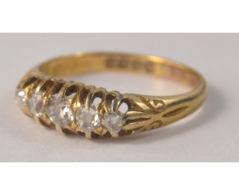 Edwardian 5 stone diamond ring. Size O/P (approx 0.65 carat diamonds)Gross weight approx 3.4g