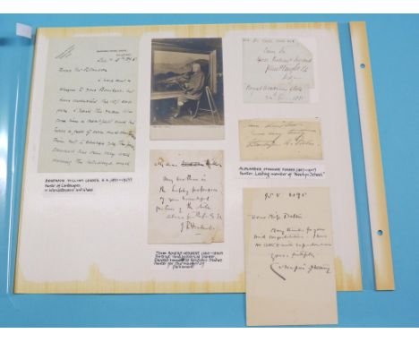 Victorian artists:  B.W. Leader, signed letter, C. Napier Hemy, signed note, J. R. Herbert, signed note, Stanhope Forbes, sig