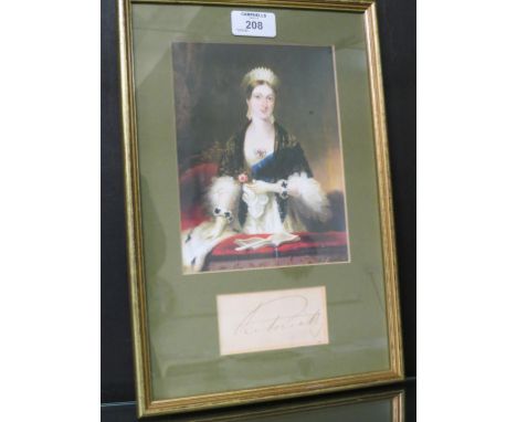 Queen Victoria - royal sign manual, framed and mounted beneath facsimile portrait, together with Sir Henry Ponsonby - three h