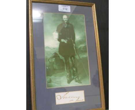 George Bingham, 3rd Earl of Lucan (1800-88) - signature framed and mounted beneath facsimile portrait.   One of the commander