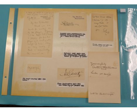 Novelists:  John Galsworthy, Anthony Hope (Prisoner of Zenda), Hugh Walpole, G. K. Chesterton, E. Verrall Lucas (5) 