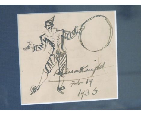Laura Knight (1877-1970) - autographed sketch, dated Feb. 19, 1935, framed.   Artist particularly interested in, among other 