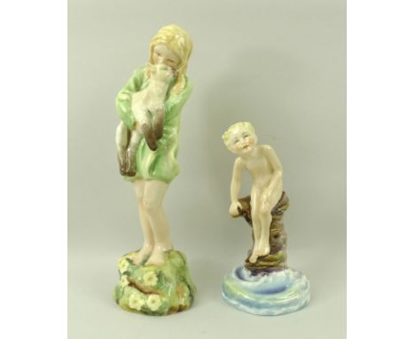 A Royal Worcester figurine 'Water Baby', and another 'Spring', each modelled by F G Doughty, shape number 3151 and 3012, each