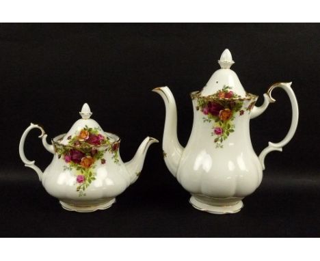 A Royal Albert part tea service, decorated in 'Old Country Roses' pattern, comprising tea pot, hot water pot, milk jug, sugar