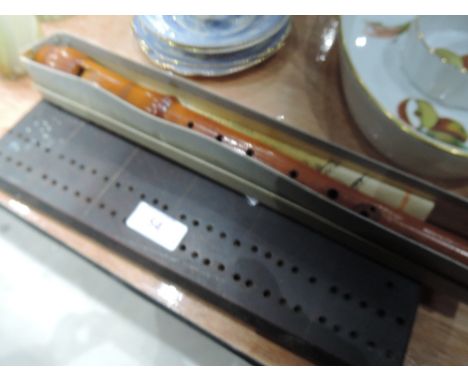 A Johannes Adler recorder and treen cribbage board