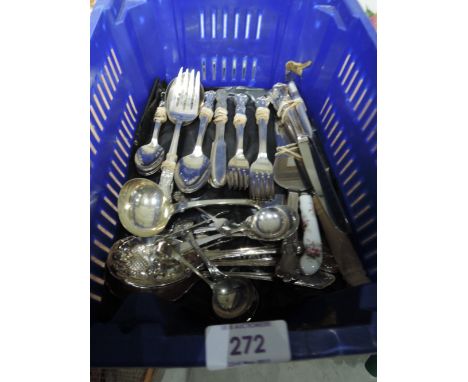 A tray of flatware