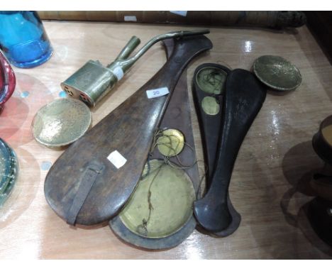 A vintage Opium pipe and Chinese opium scales in treen shaped boxes
