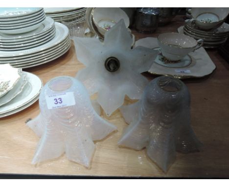 Three vintage glass light shades