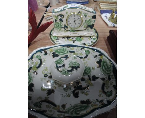 A selection of Mason's Chartreuse including a clock and trinket box etc.