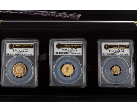 THE SAPPHIRE CORONATION JUBILEE SOVEREIGN 2018 THREE COIN SET,comprising a sovereign, half sovereign and quarter sovereign, i