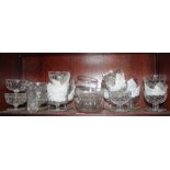 A quantity of cut glass sundae dishes and finger bowls