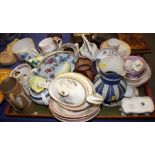 A Wedgwood 1953 Coronation mug, a Doulton Lambeth relief decorated jug, a jasperware jug and other