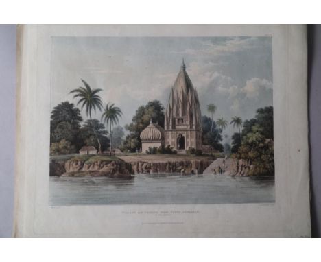 T Sutherland: a set of three hand-coloured aquatints, Indian city views, unframed Condition: 'Ghaut at Cutiua' has a tear in 