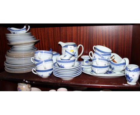 A Royal Copenhagen blue and white "Fajance" pattern part combination service, including plates, teapot, water jug, teacups an