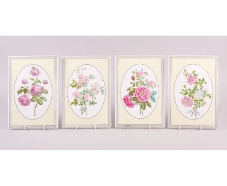 A set of four Royal Worcester bone china "Rose Collection" wall panels 