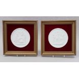 A set of four Royal Copenhagen Thorvaldsen porcelain panels, in gilt frames