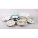 An English punch bowl, decorated floral sprays and ships, and a quantity of plates, various