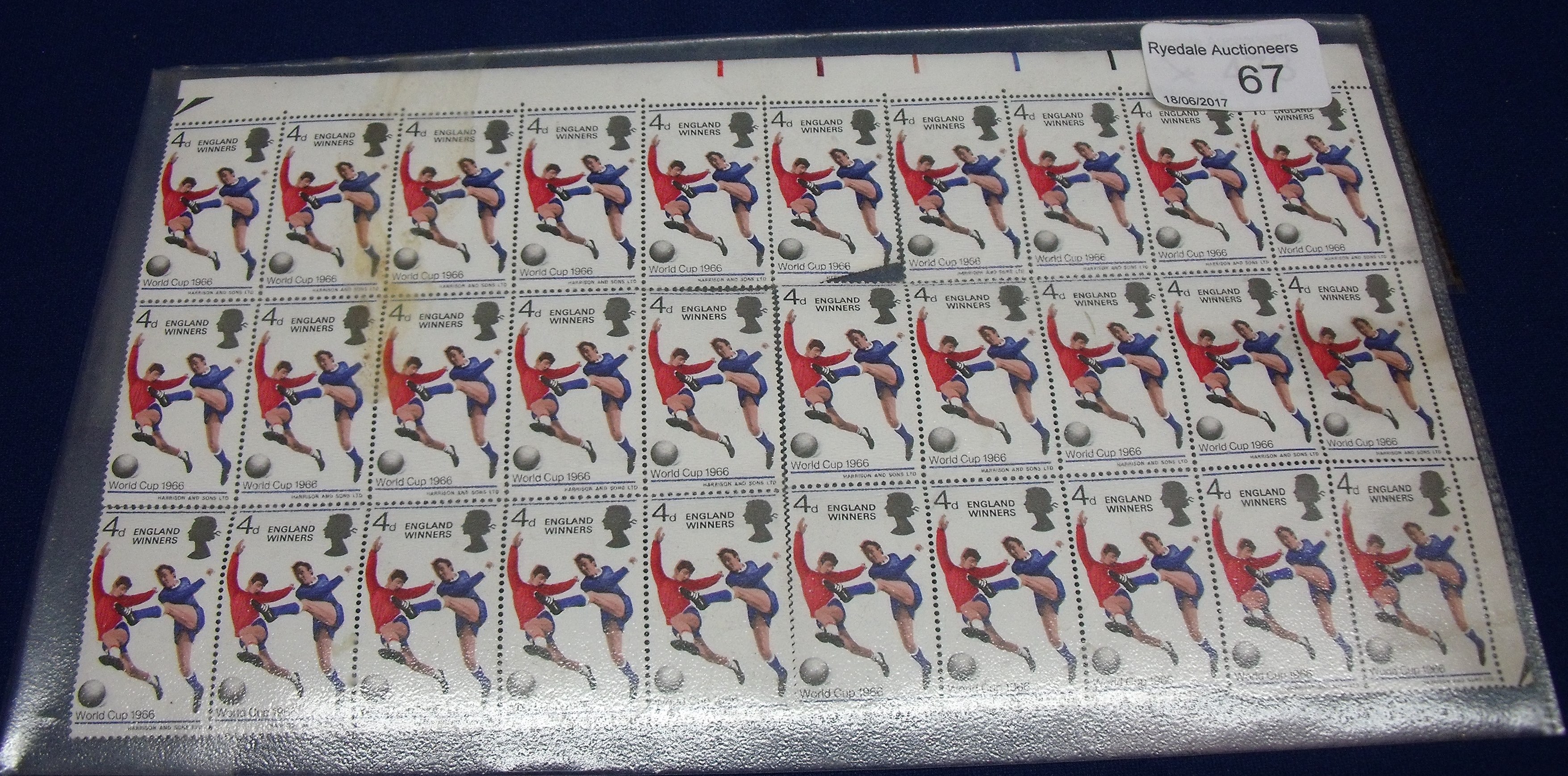 30 x 4d World Cup 1966 England Winner's mint stamps 30 x 4d World Cup 1966 England Winner's mint stamps
