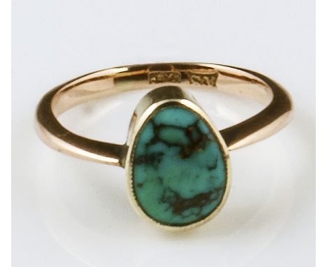 A lady's 9ct rose gold ring set with a turquoise