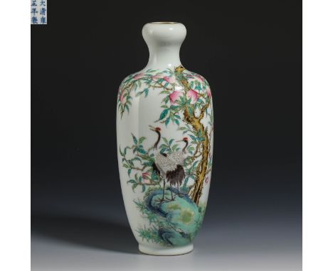 Enamel coloured vase from Qing Dynasty   H23cm           W9cm       
