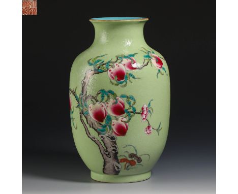 Qing Dynasty pastel lantern bottle   H21cm           W12.5cm       