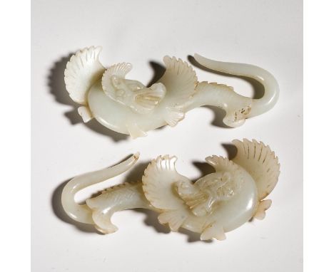 A pair of Liao Dynasty Hetian jade earrings   H6cm           W3cm      Weight19.4g
