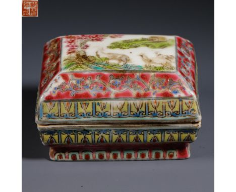Qing Dynasty powder enamel cover box   H4.5cm           W7cm      Weight123.6g