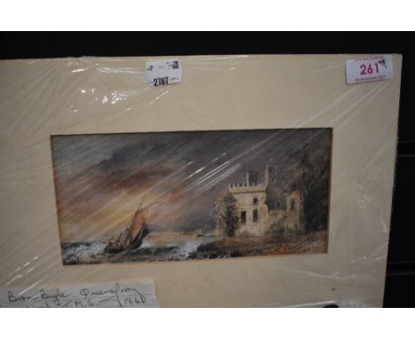 An original water colour sketch depicting Barn Bugle Queensferry signed T.M.S 1861