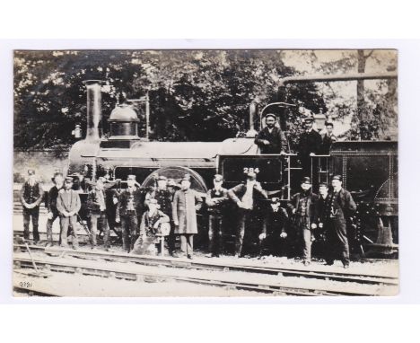 Postcard-Railway-A Victorian 2-2-2 Render Locomotive with railway staff, posing by the engine No.284, RP Postcard by F Moore'