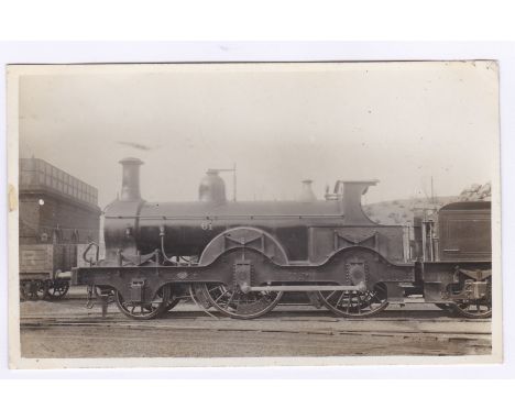 Postcard-Railway-Early 2-4-0 Tender Engine No.61 yard location, RP postcard by F Moore's